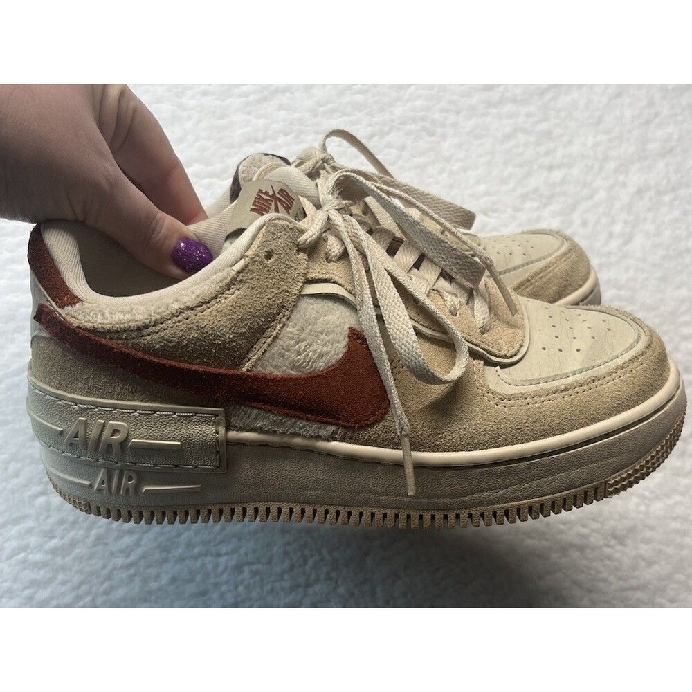 Nike Air Force 1 Sneakers Womens 6.5 Shadow Beige Shimmer Mars DZ4705-200